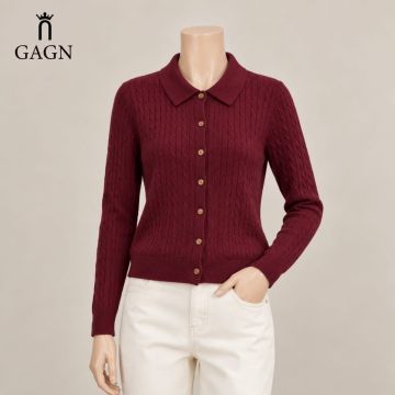 كارديجان نسائي محبوك بياقة بولو من GAGN 