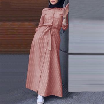 فستان نسائي طويل مخطط وأنيق 