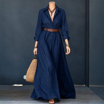 فستان قميص نسائي طويل للخريف 