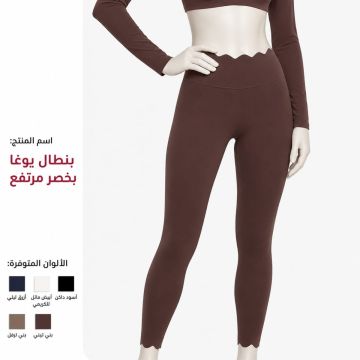 بنطلون يوغا نسائي عالي الخصر ضيق من الدانتيل 