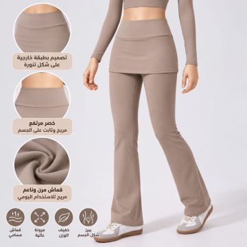 بنطال يوغا نسائي واسع الساقين بخصر عالٍ 