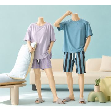 طقم بيجاما جيالومي نسائي ورجالي صيفي من المودال والقطن مع الإسباندكس مضاد للبكتيريا